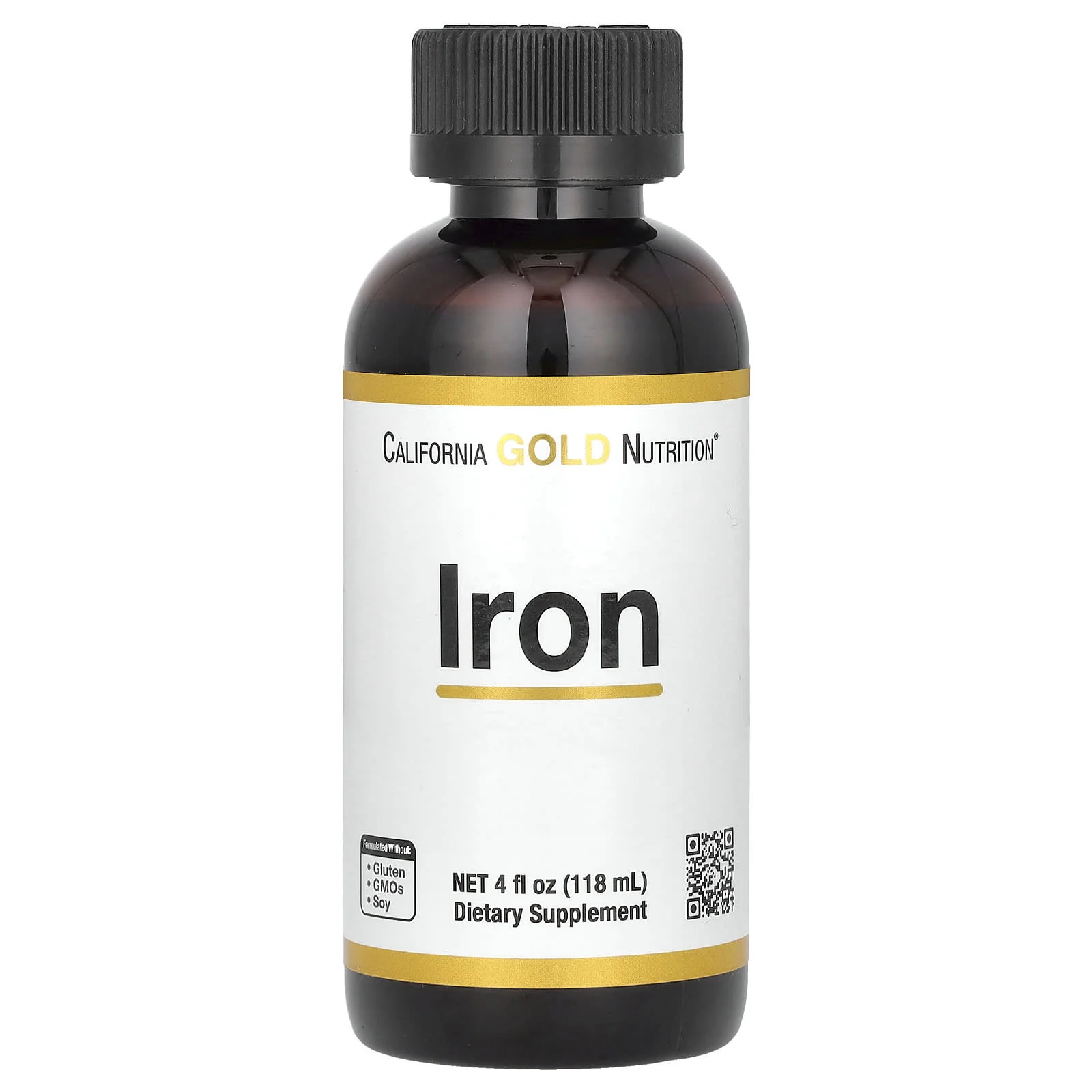 California Gold Nutrition, Demir, Ferröz Bisglisinat Kelat ve Sarı Rıhtım Kökü olarak, 4 fl oz (118 ml)