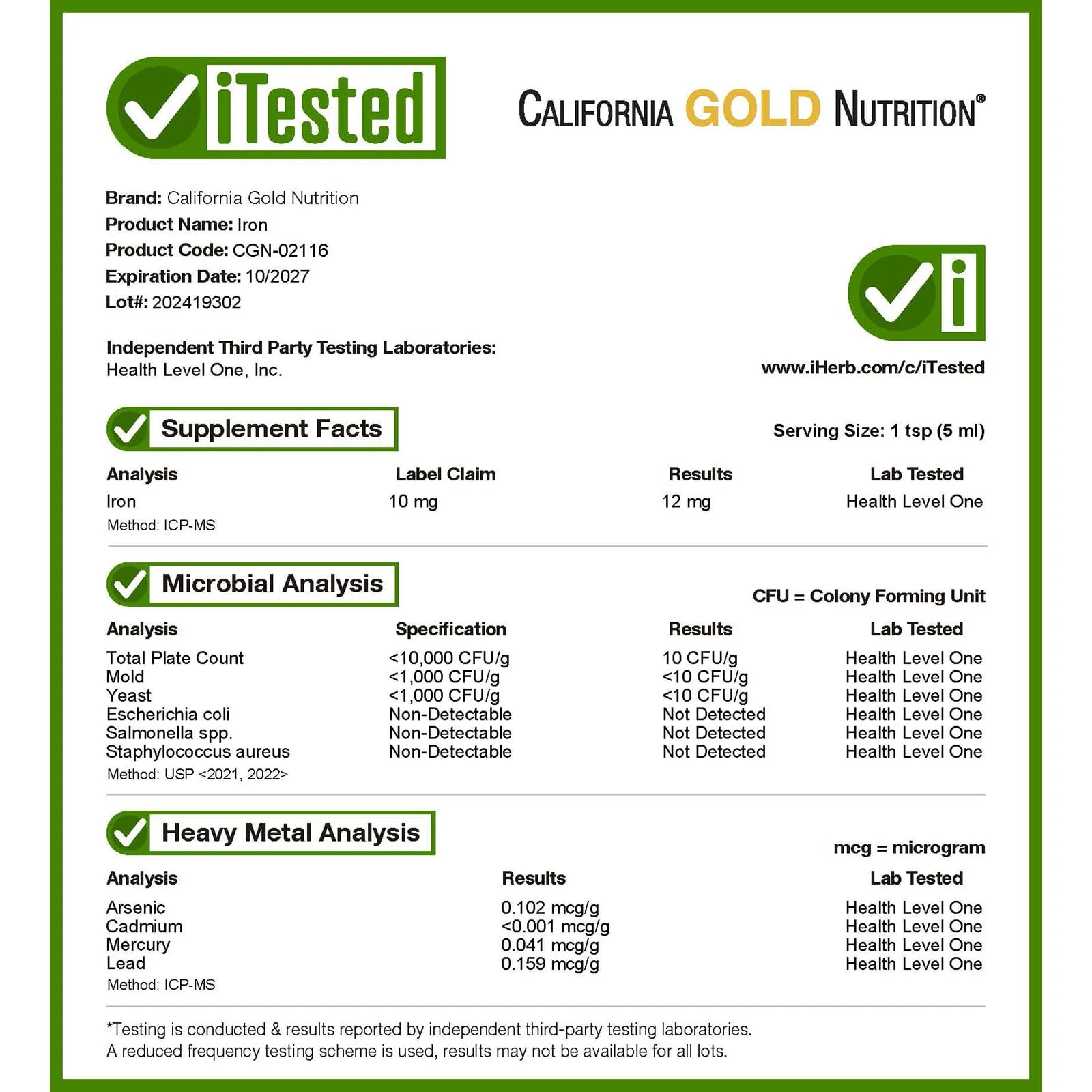 California Gold Nutrition, Demir, Ferröz Bisglisinat Kelat ve Sarı Rıhtım Kökü olarak, 4 fl oz (118 ml)