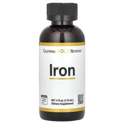 California Gold Nutrition, Demir, Ferröz Bisglisinat Kelat ve Sarı Rıhtım Kökü olarak, 4 fl oz (118 ml)