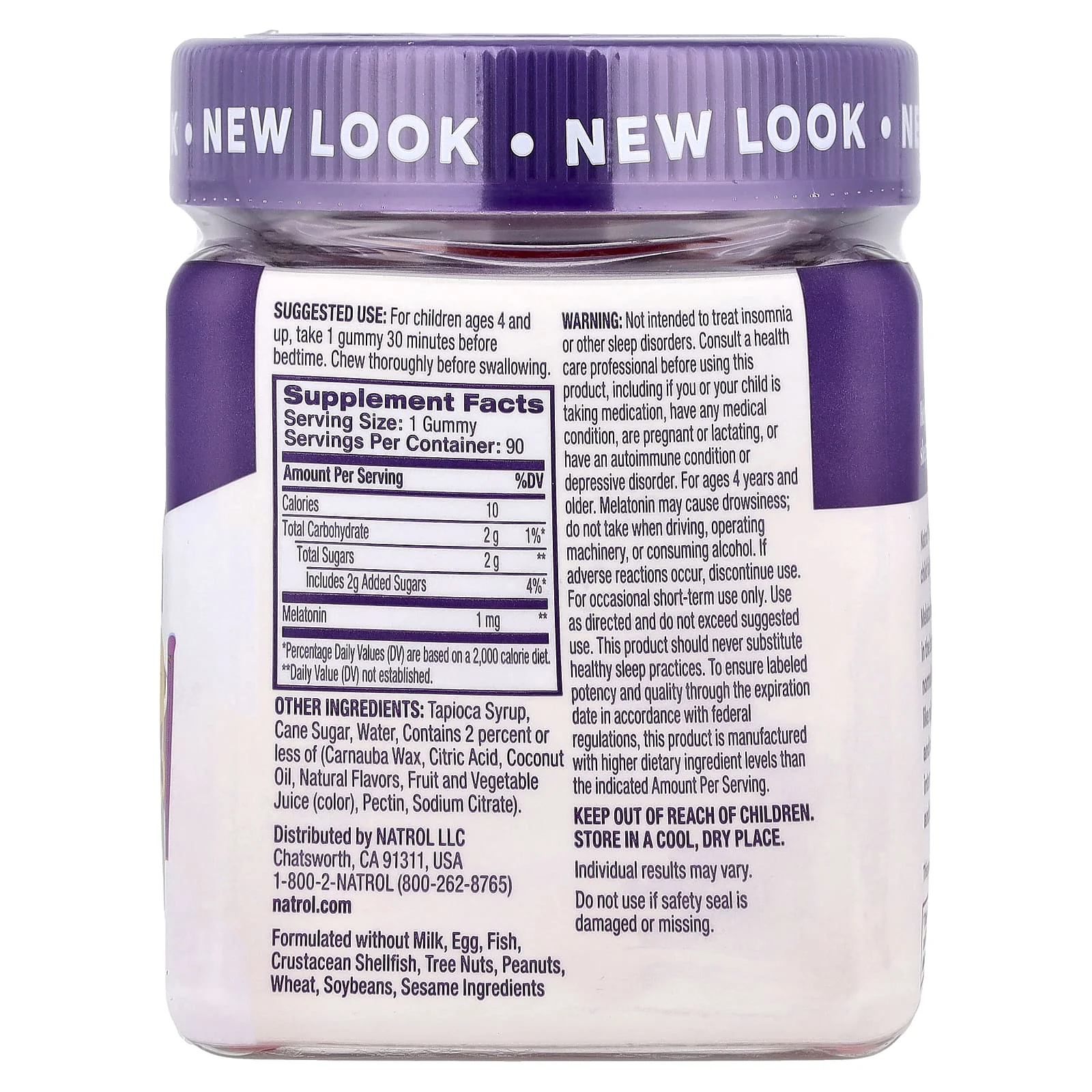 Natrol, Çocuklar İçin Melatoninli Yumuşak Şeker, 4 Yaş ve Üzeri, Ahududulu, 1 mg, 90 Yumuşak Şeker