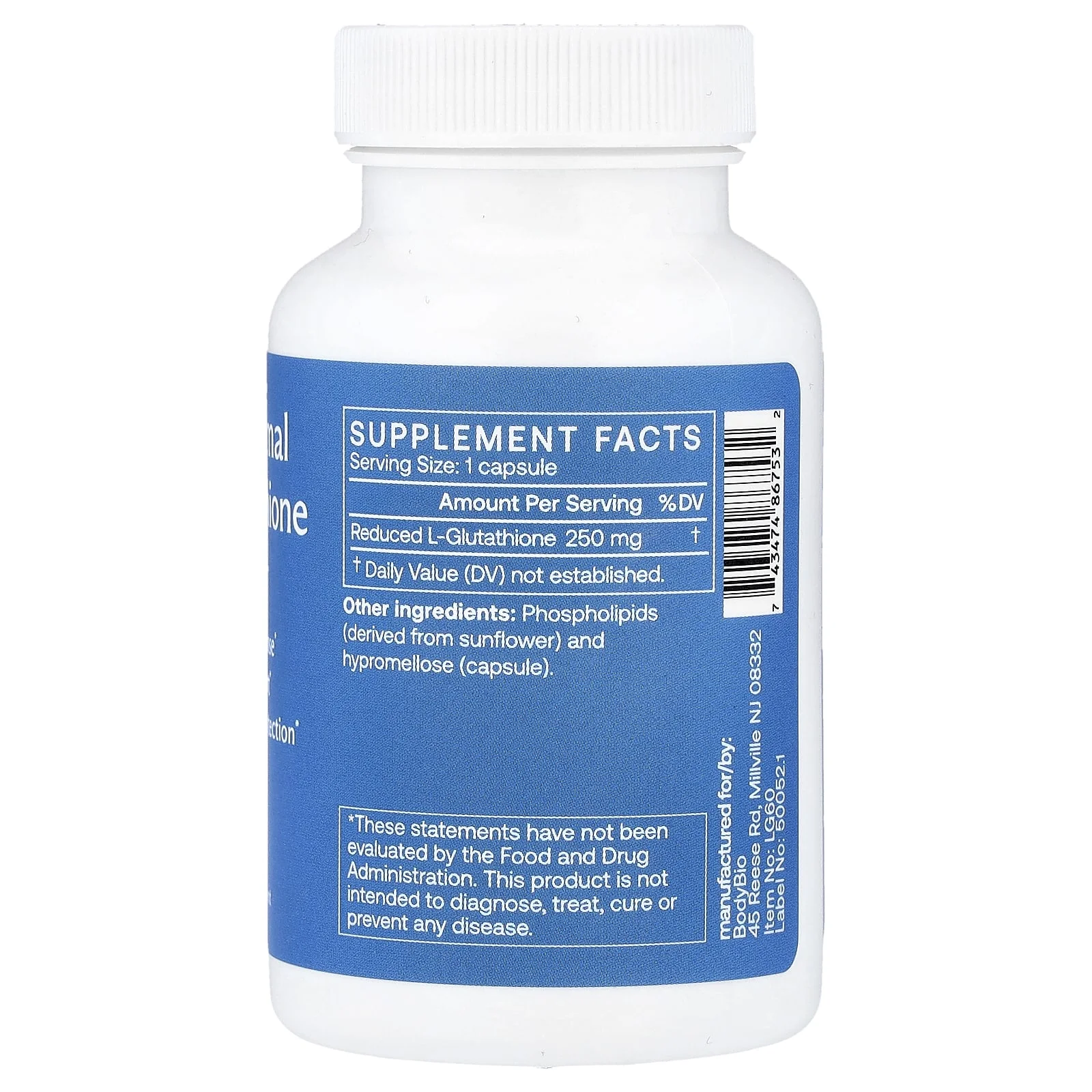 BodyBio, Lipozomal Glutatyon, 60 Kapsül (Kapsül başına 250 mg)