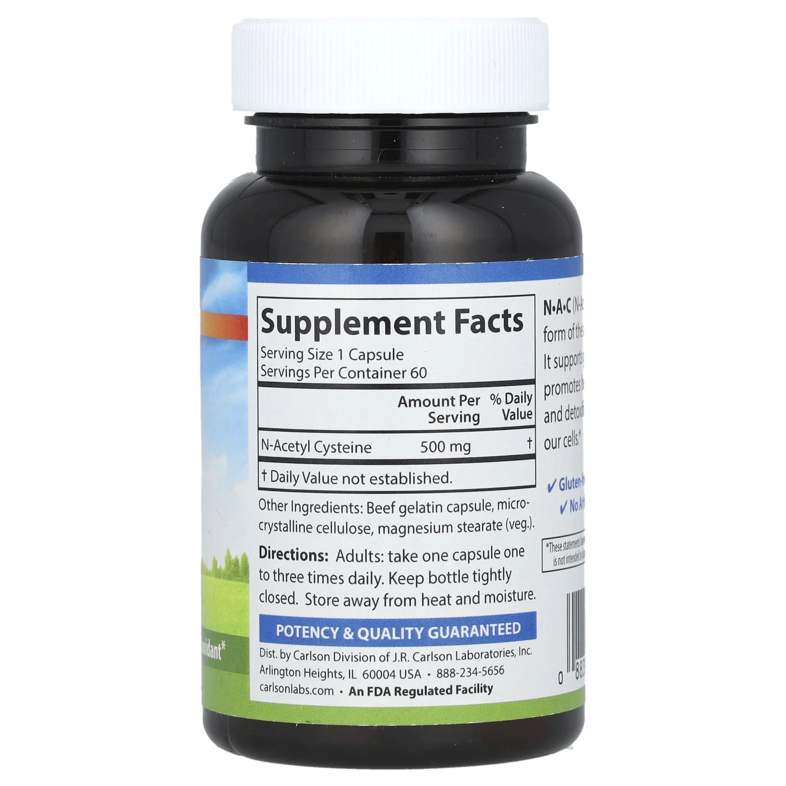 Carlson, NAC, 500 mg, 60 Kapsül