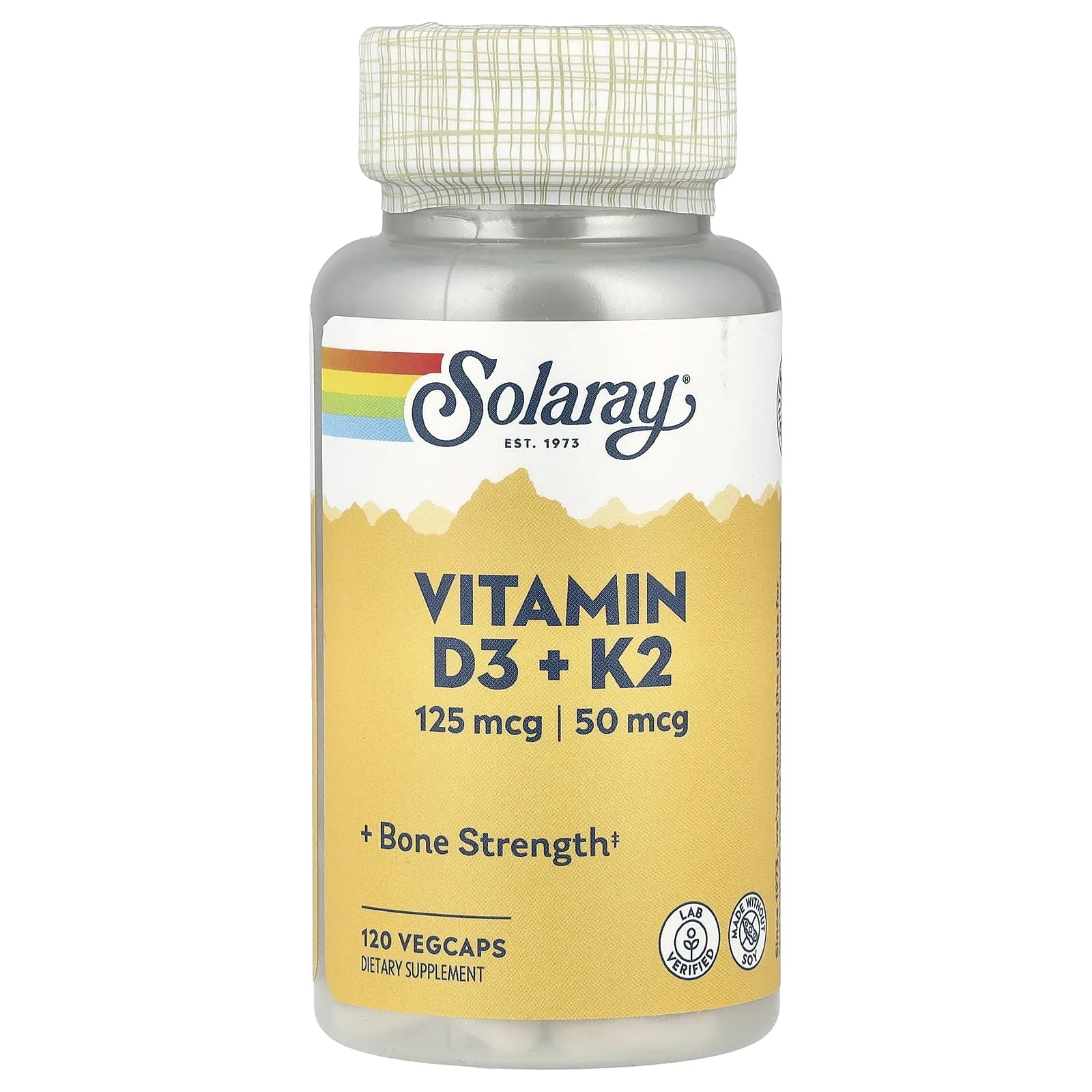 Solaray, D3 + K2 Vitamini, 120 Bitkisel Kapsül