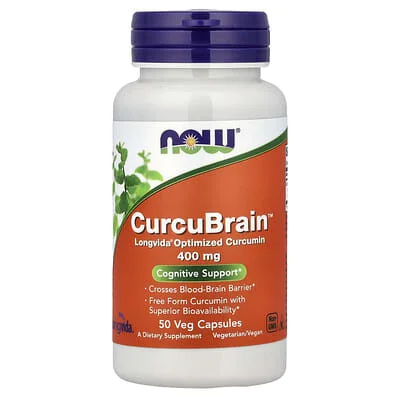 NOW Foods, CurcuBrain™, 400 mg, 50 Bitkisel Kapsül