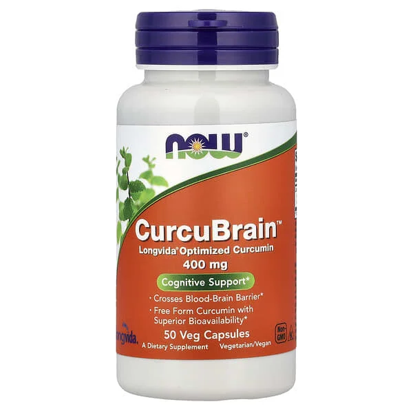 NOW Foods, CurcuBrain™, 400 mg, 50 Bitkisel Kapsül