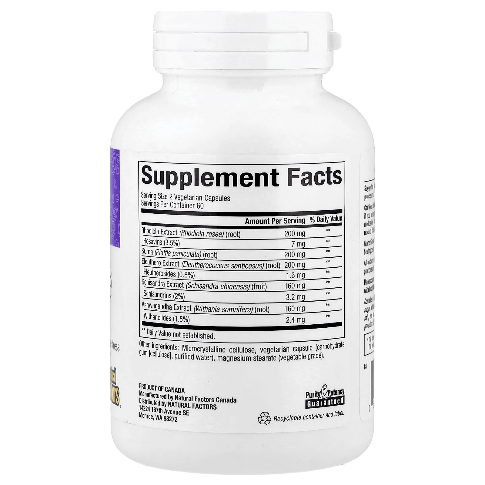 Natural Factors, WomenSense®, AdrenaSense®, Adrenal Formula, 120 Vegetarian Capsules