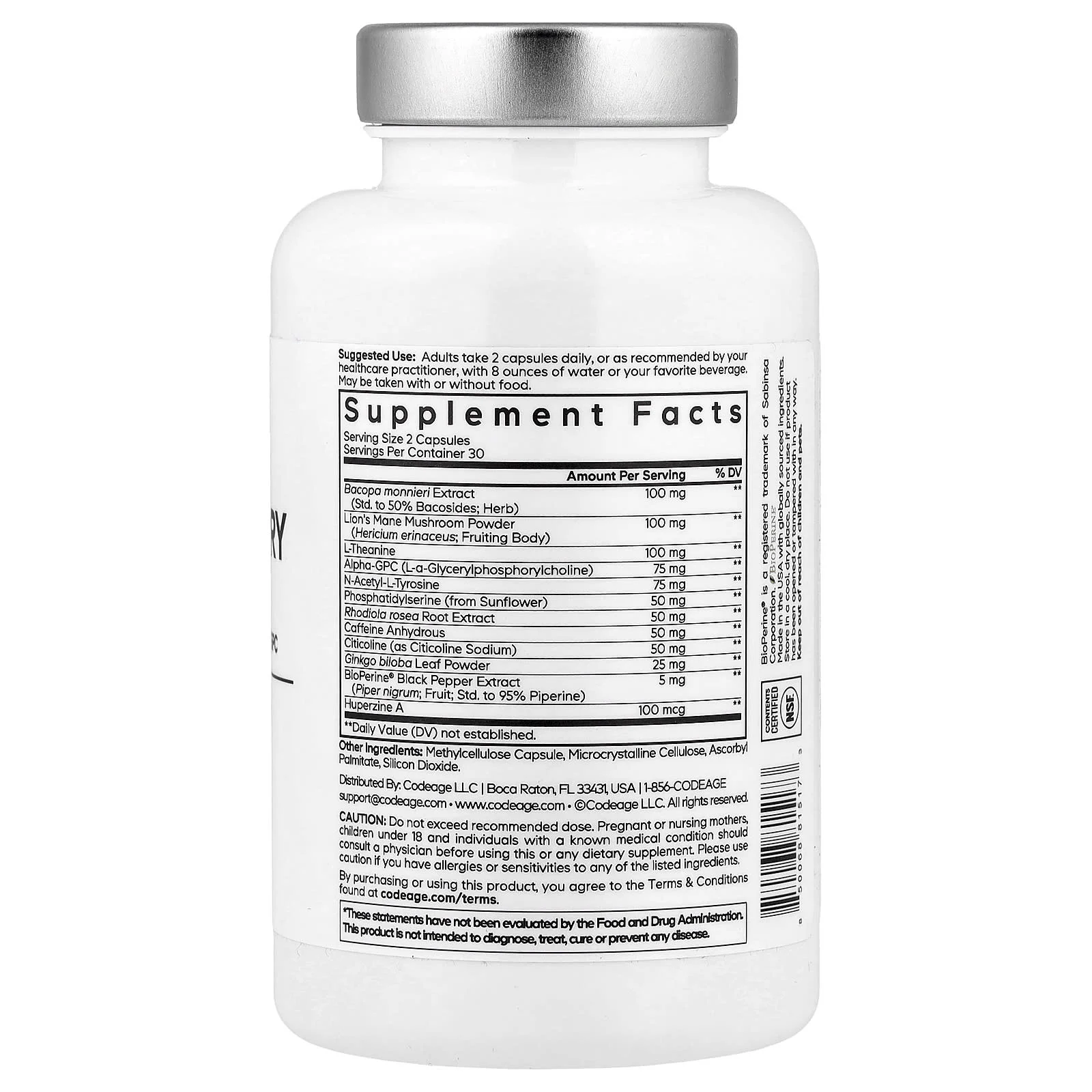 Codeage, Amen, Brain Memory, 60 Vegetable Capsules