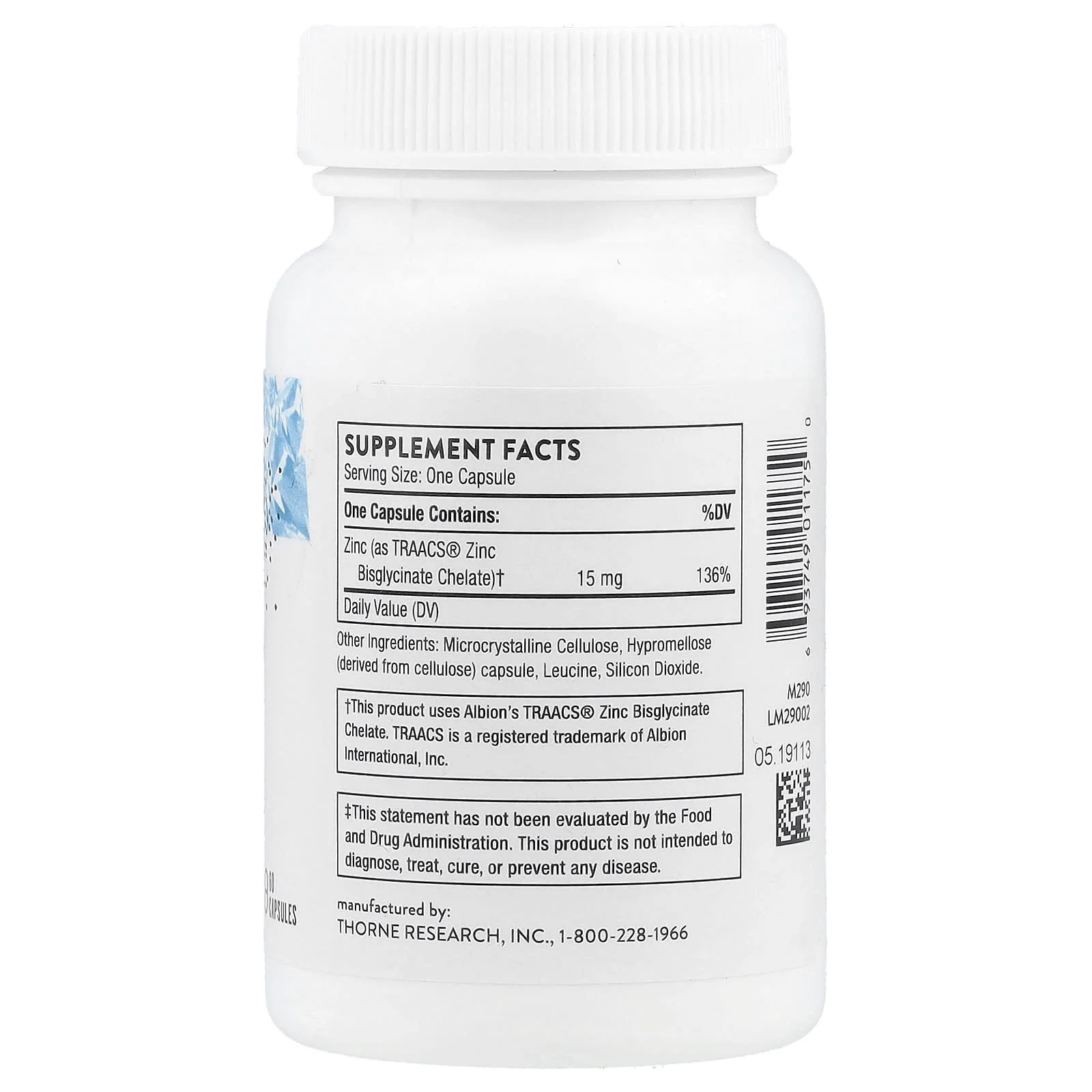Thorne, Çinko Bisglisinat, 15 mg, 60 Kapsül