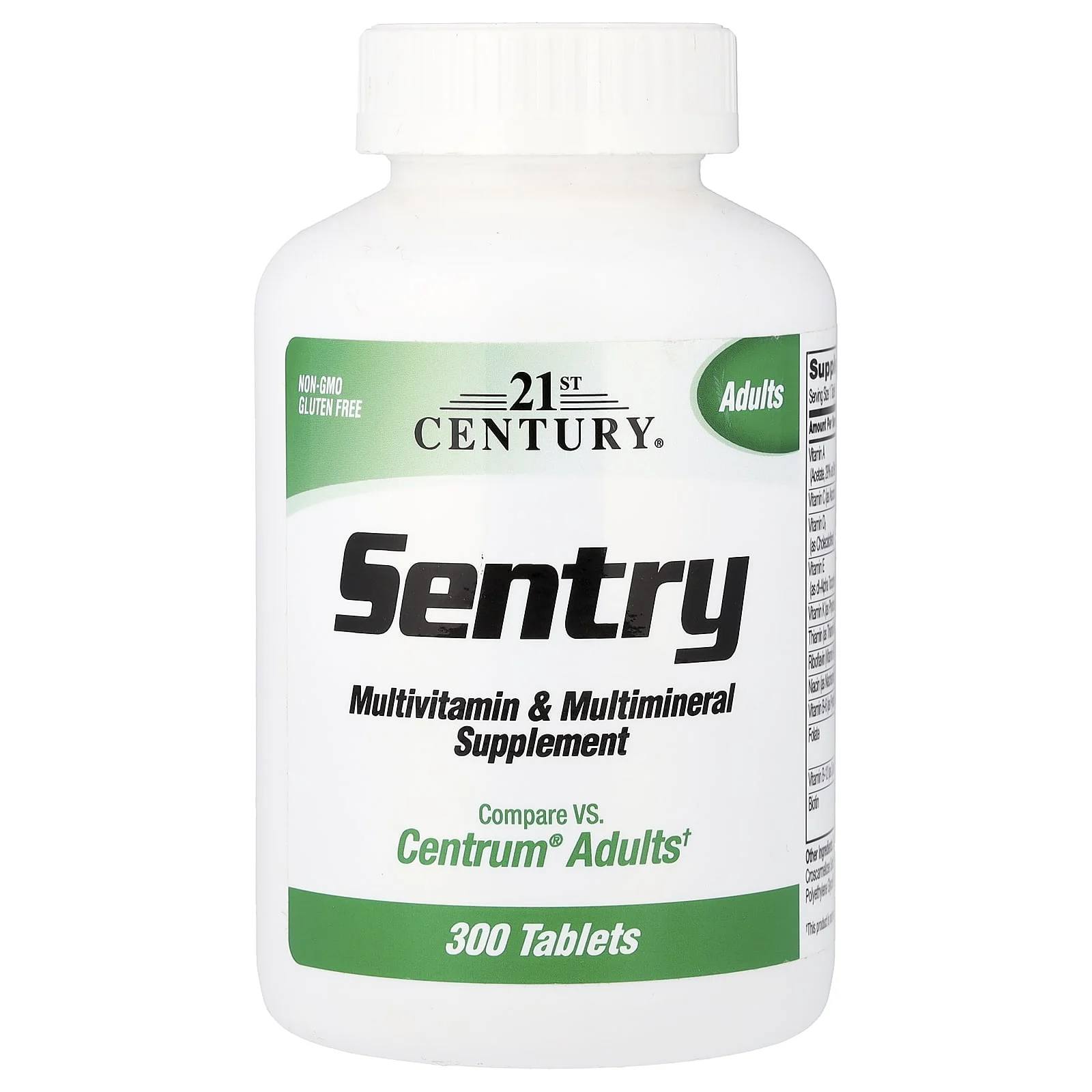 21st Century, Sentry, Yetişkinler için Multivitamin ve Multimineral Takviyesi, 300 Tablet