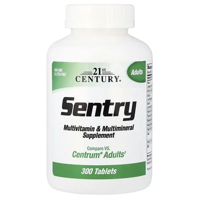 21st Century, Sentry, Yetişkinler için Multivitamin ve Multimineral Takviyesi, 300 Tablet