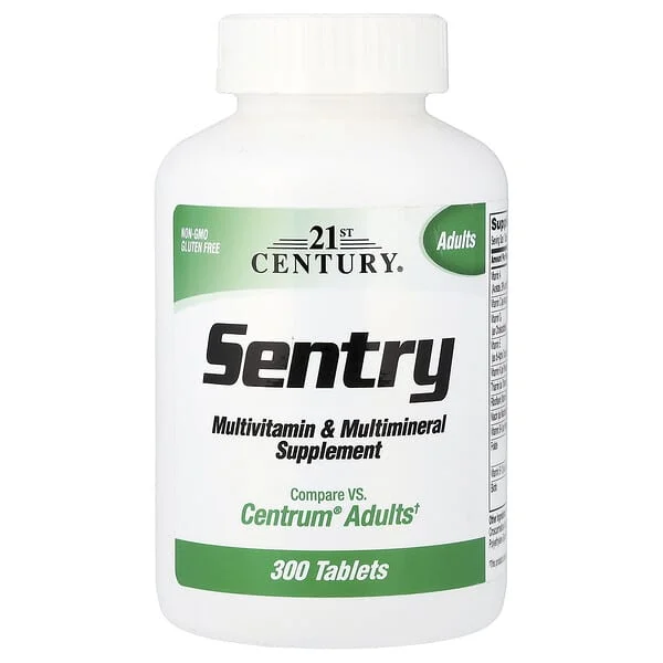 21st Century, Sentry, Yetişkinler için Multivitamin ve Multimineral Takviyesi, 300 Tablet
