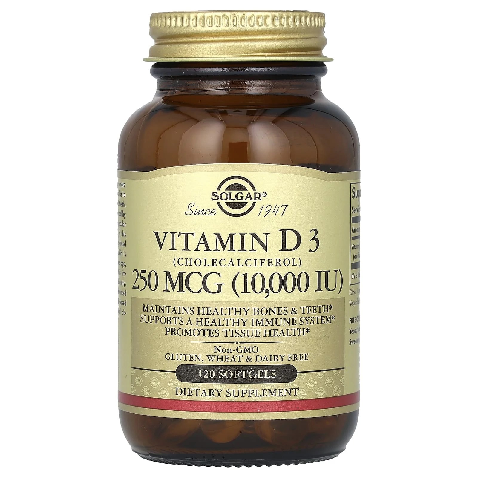 Solgar, D3 Vitamini (Kolekalsiferol), 250 mcg (10.000 IU), 120 Soft Jel