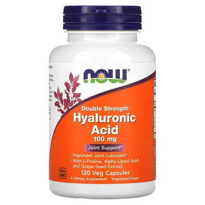 NOW Foods, L-Prolinli Hiyalüronik Asit, Alfa-Lipoik Asit ve Üzüm Çekirdeği Ekstresi, 100 mg, 120 Bitkisel Kapsül